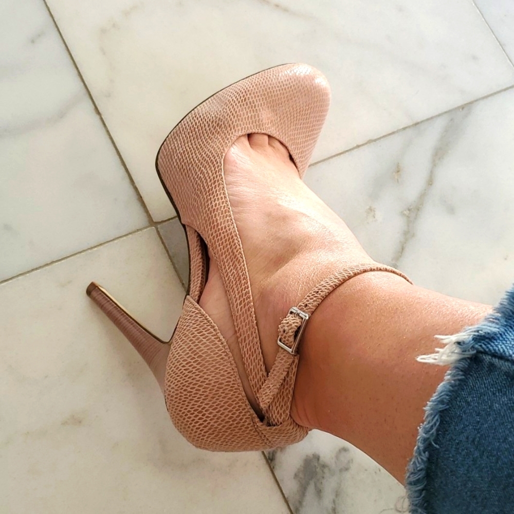 Blush Pumps with Ankle Strap